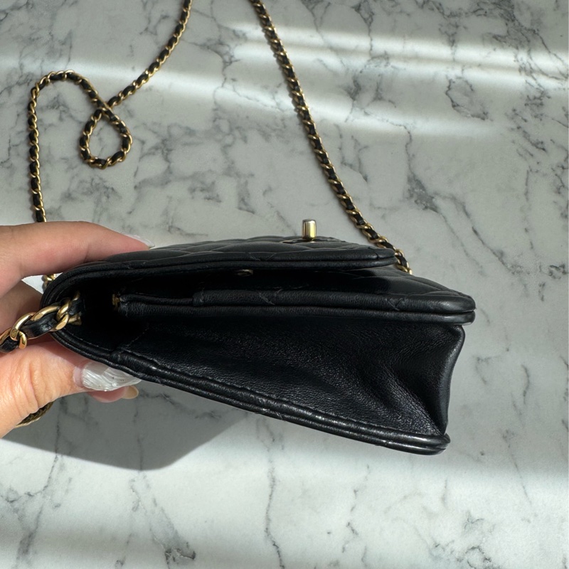 chanel黑色菱格珐瑯釦雙C調節釦woc-3