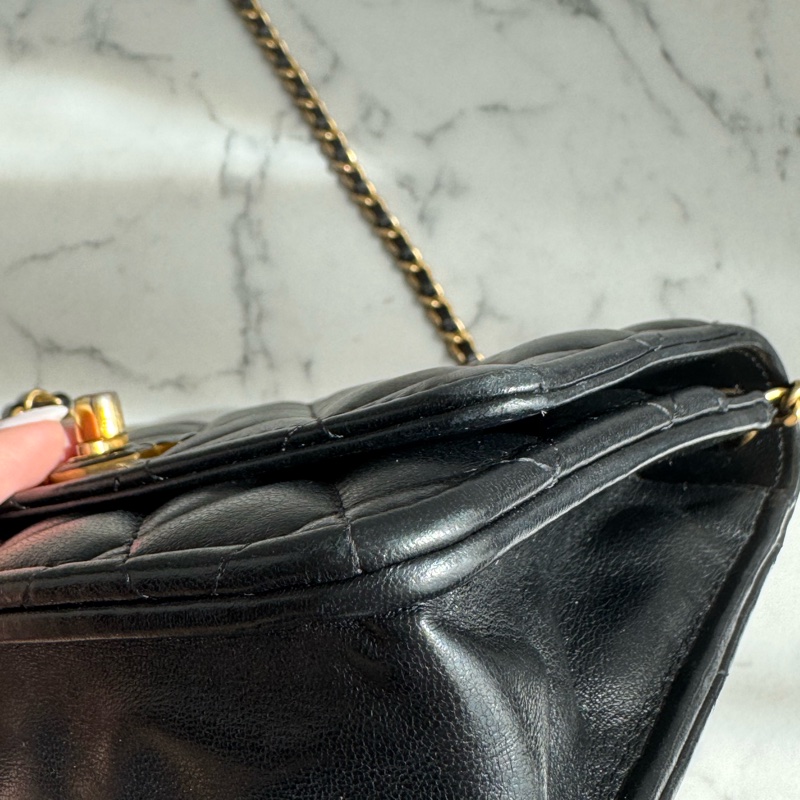 chanel黑色菱格珐瑯釦雙C調節釦woc-10