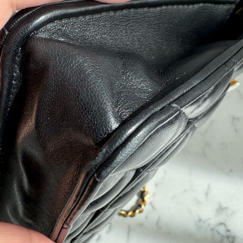 chanel黑色菱格珐瑯釦雙C調節釦woc-11