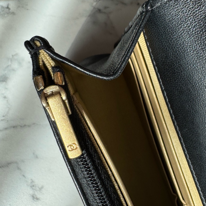 chanel黑色菱格珐瑯釦雙C調節釦woc-39