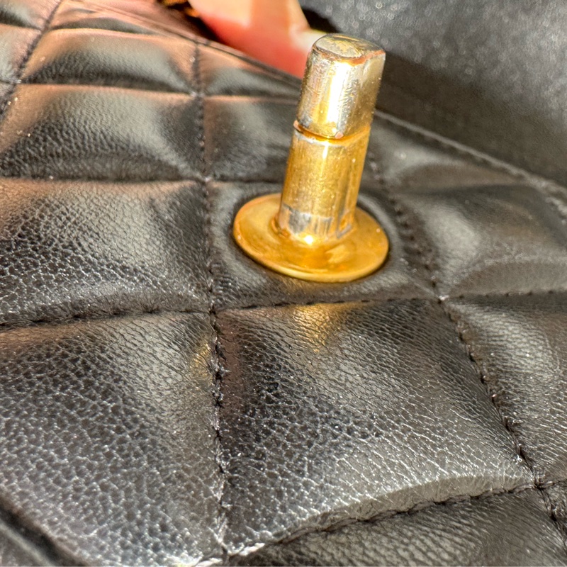 chanel黑色菱格珐瑯釦雙C調節釦woc-50