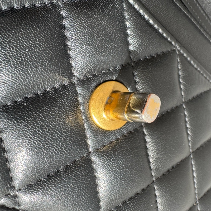 chanel黑色菱格珐瑯釦雙C調節釦woc-52