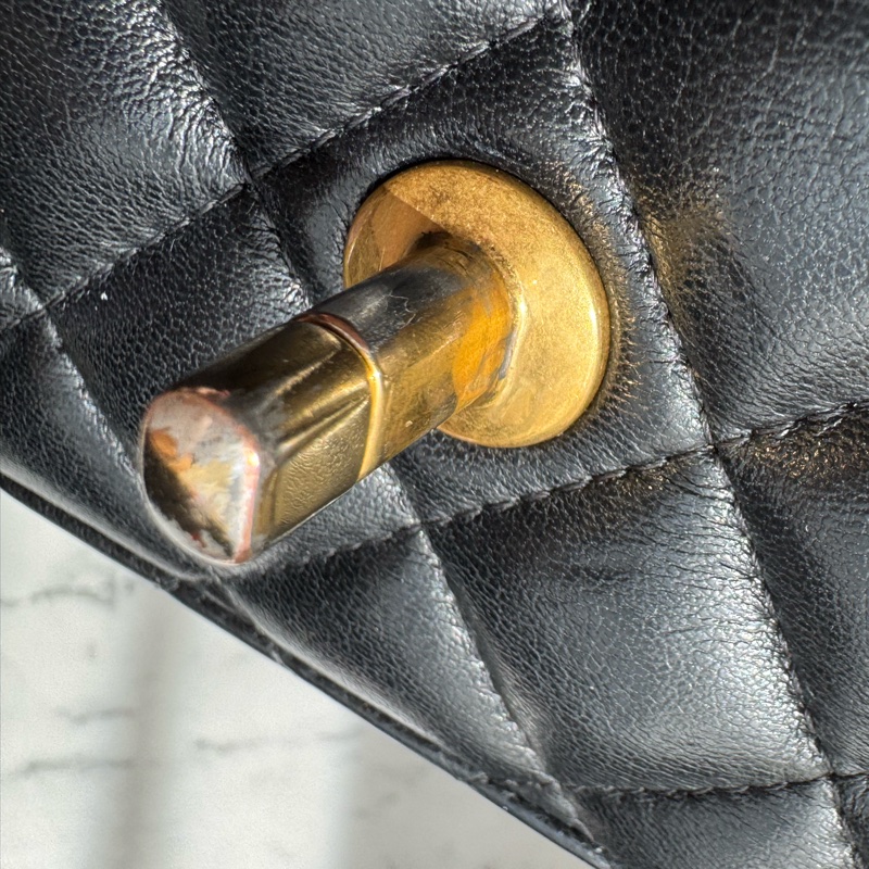 chanel黑色菱格珐瑯釦雙C調節釦woc-54