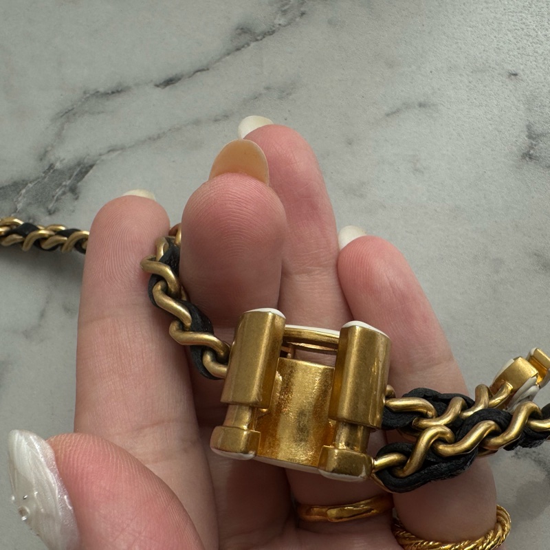 chanel黑色菱格珐瑯釦雙C調節釦woc-57