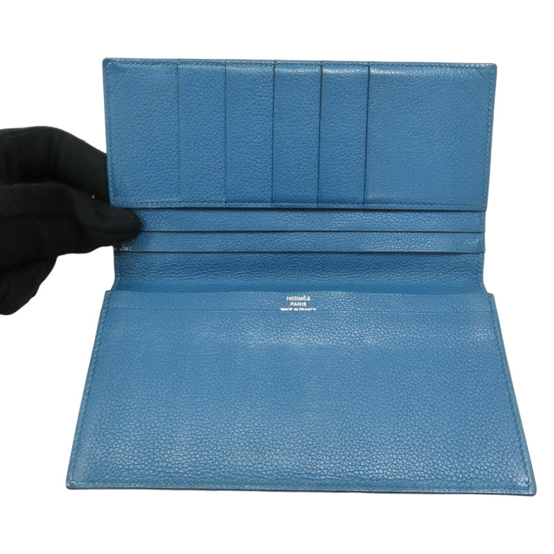 藍色牛皮 MC2 Fleming 二折長夾 □Q刻 【HERMES 愛馬仕】-4