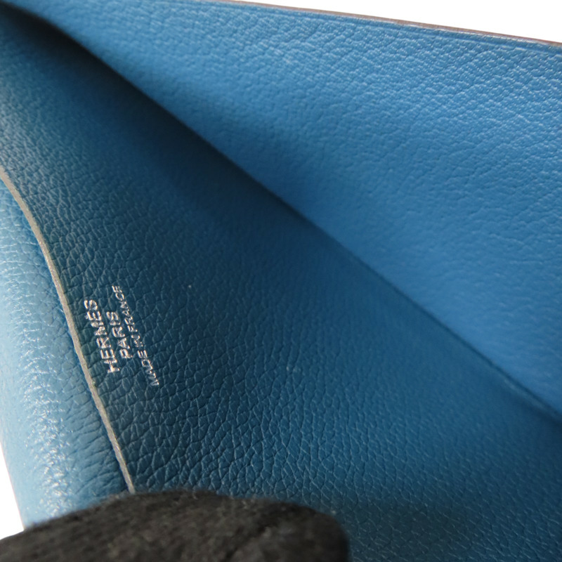 藍色牛皮 MC2 Fleming 二折長夾 □Q刻 【HERMES 愛馬仕】-6