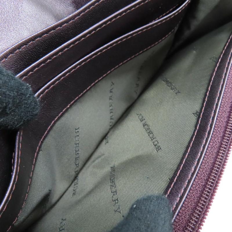 棕色 格紋帆布 銀扣 兩折長夾【BURBERRY 巴寶莉】-7