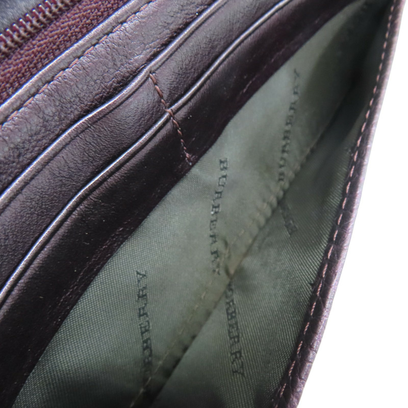 棕色 格紋帆布 銀扣 兩折長夾【BURBERRY 巴寶莉】-9