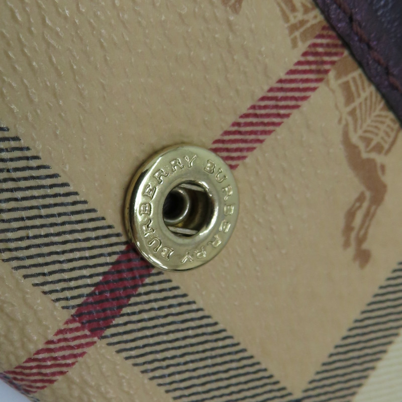 棕色 格紋帆布 銀扣 兩折長夾【BURBERRY 巴寶莉】-15
