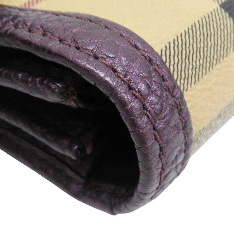 棕色 格紋帆布 銀扣 兩折長夾【BURBERRY 巴寶莉】-18