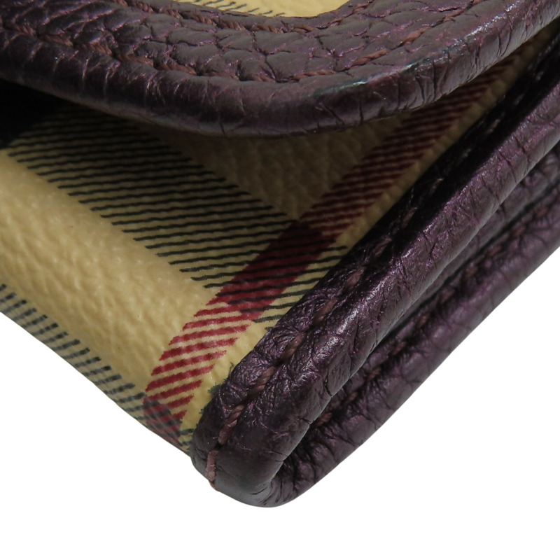 棕色 格紋帆布 銀扣 兩折長夾【BURBERRY 巴寶莉】-19