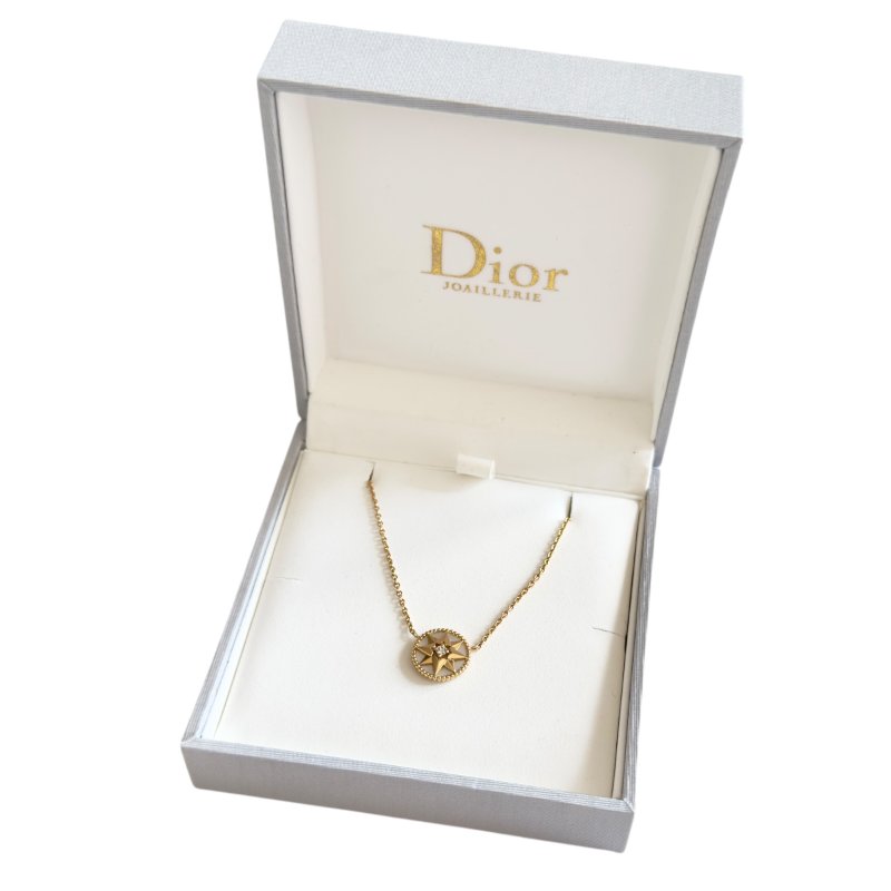 DIOR Rose des Vents 羅盤 六芒星 18K金 鑽石💎 貝母 項鏈-1
