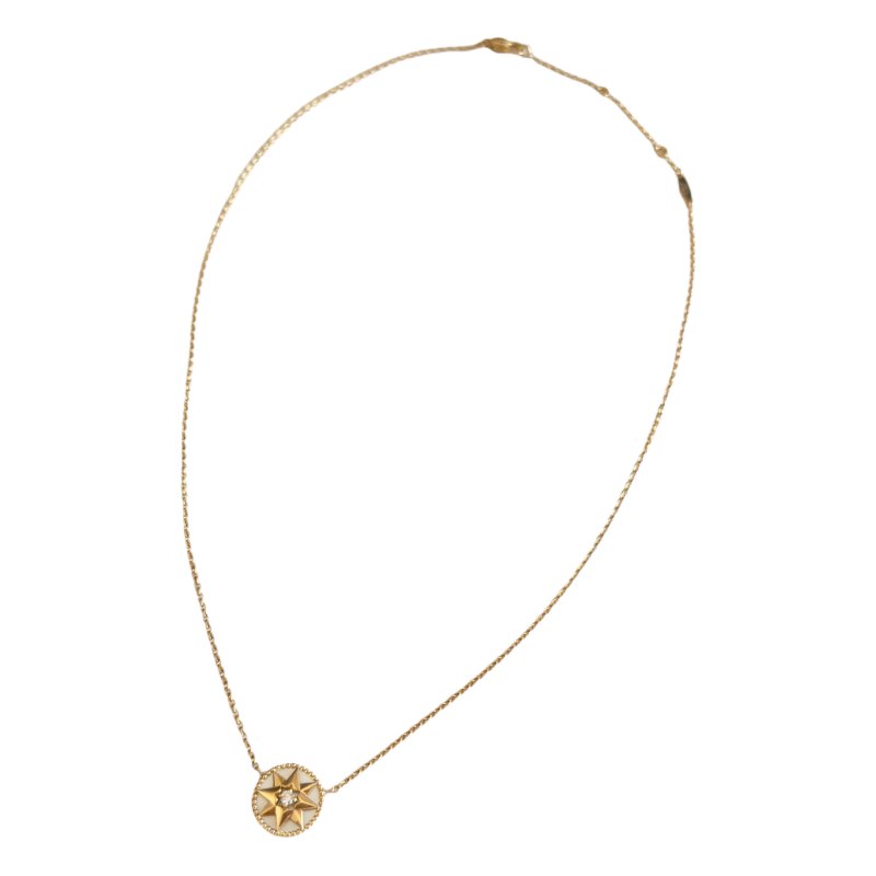 DIOR Rose des Vents 羅盤 六芒星 18K金 鑽石💎 貝母 項鏈-3