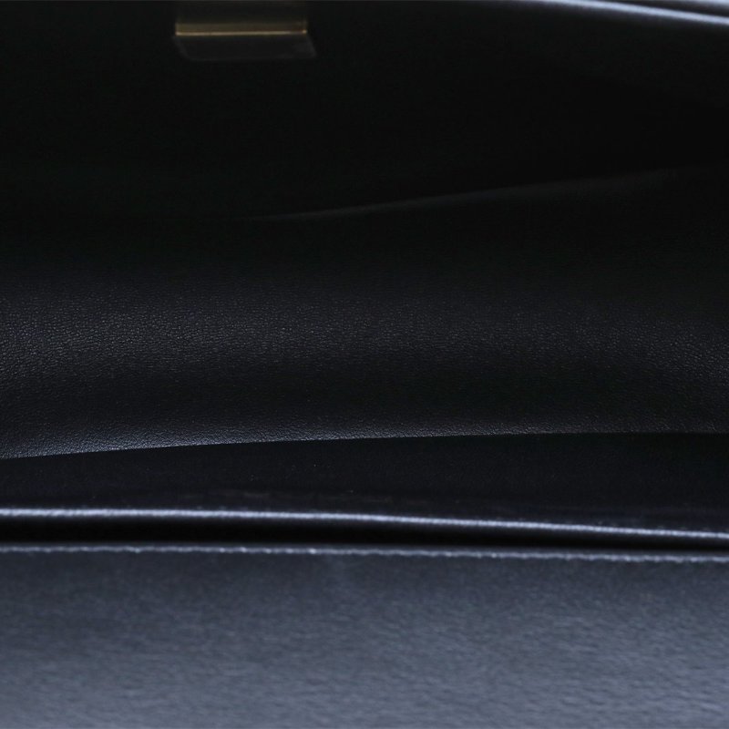 CHANEL Leboy中號25黑色牛皮晶片開金扣菱格紋肩背包-2