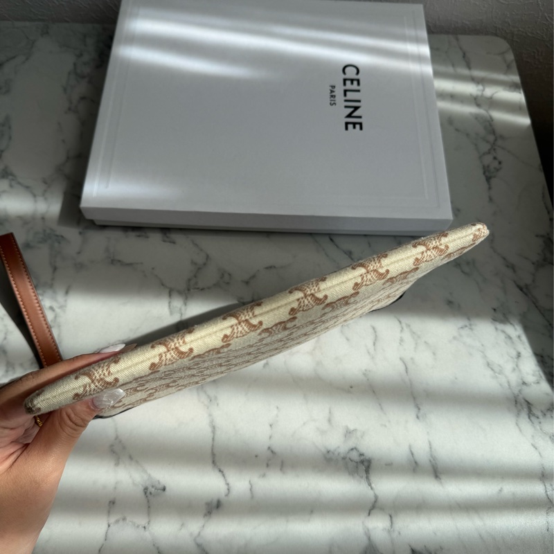 Celine白/咖老花手拿包-3