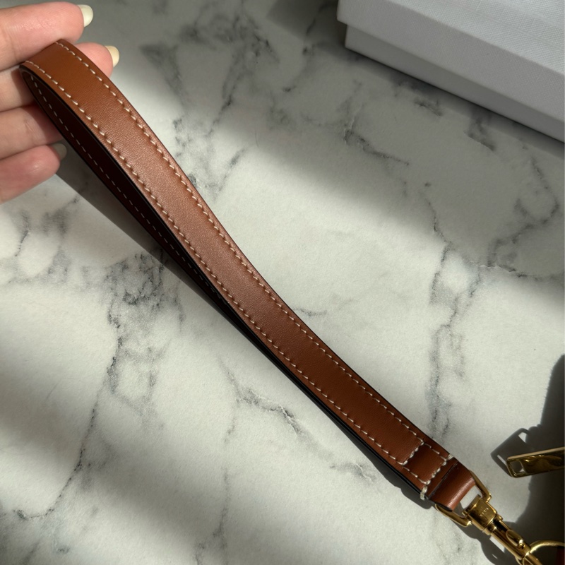 Celine白/咖老花手拿包-16