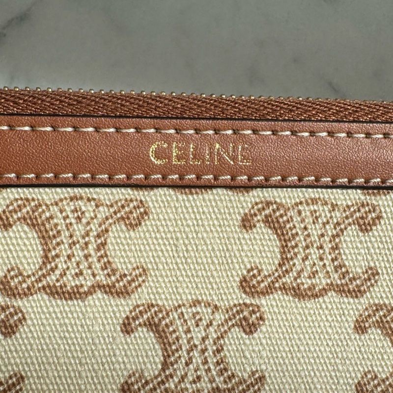 Celine白/咖老花手拿包-19