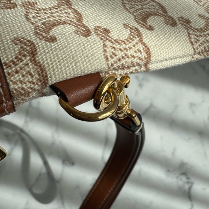 Celine白/咖老花手拿包-20