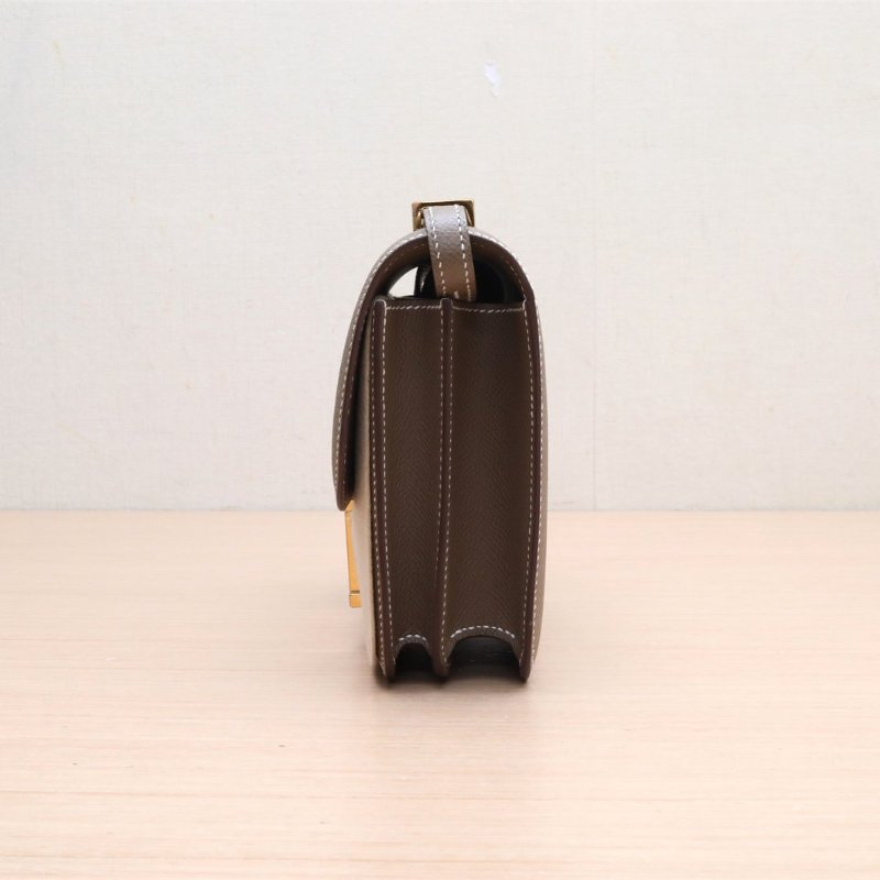 HERMES Constance康康19帶鏡子新版18大象灰Epsom皮B刻金扣肩背包-4