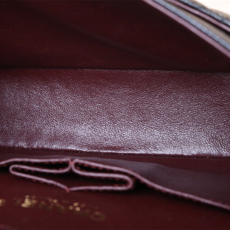 CHANEL CF口蓋包中號25.5黑色荔枝牛皮27開金扣肩背包-4