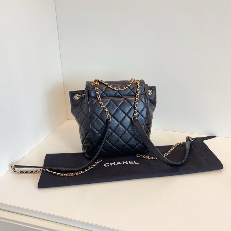 Chanel 24p 19bag系列薩爾茨堡雙肩包 芯片款尺寸約23*25 黑金菱格-3