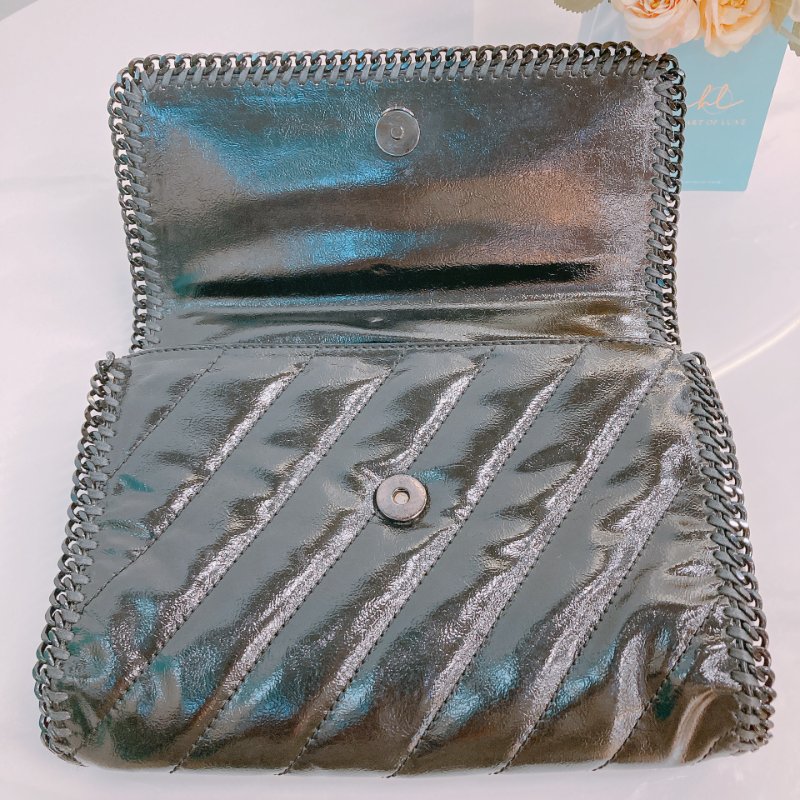 MS0360 Stella McCartney 史黛拉 麥卡尼 鏈條 Y2K 斜背 腋下 全黑 Falabella Envelope Crossbody Black x So Black Recycled Materials-12