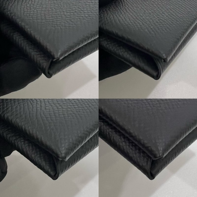 HERMES U刻黑色Calvi 零錢包-5