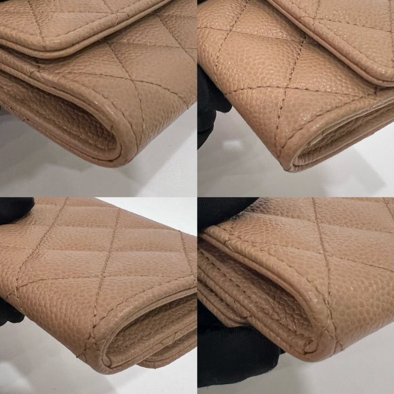 CHANEL 晶片款 奶茶色季節款卡包-6