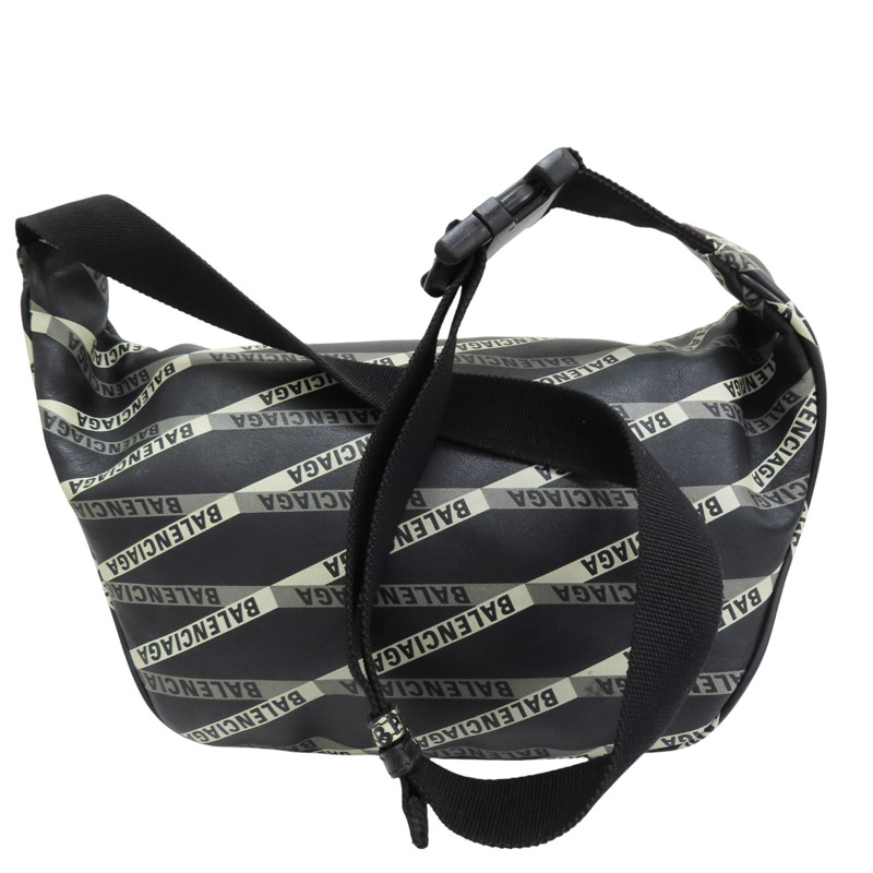 黑色 PVC塗層帆布 腰包【BALENCIAGA 巴黎世家】 529550-1