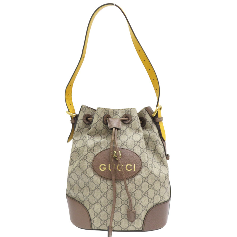 烏木色 PVC塗層帆布 水桶 兩用包【GUCCI 古馳】 473875-0