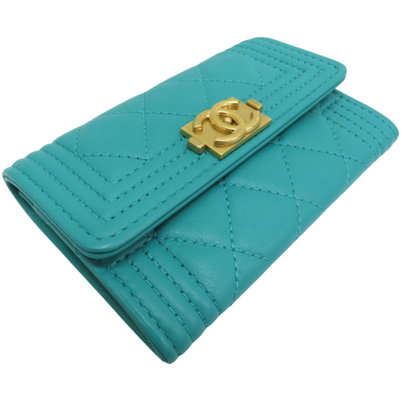 綠色羊皮 BOY 名片夾【CHANEL 香奈兒】 A80603-2