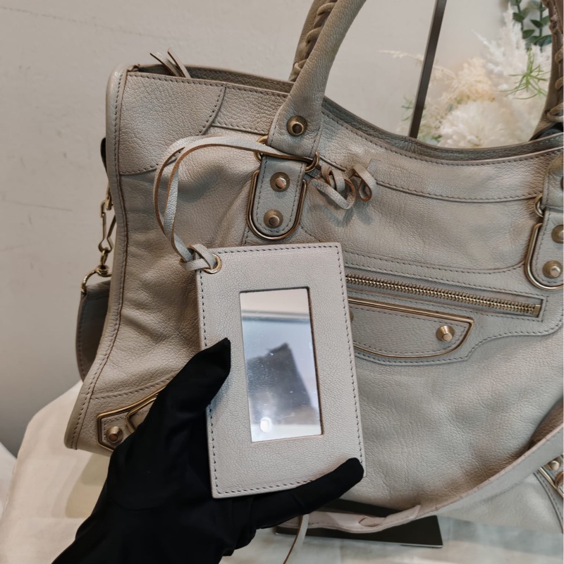Balenciaga medium city bag 淺灰色-16