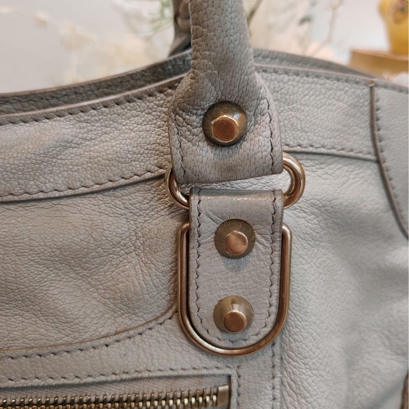 Balenciaga medium city bag 淺灰色-19