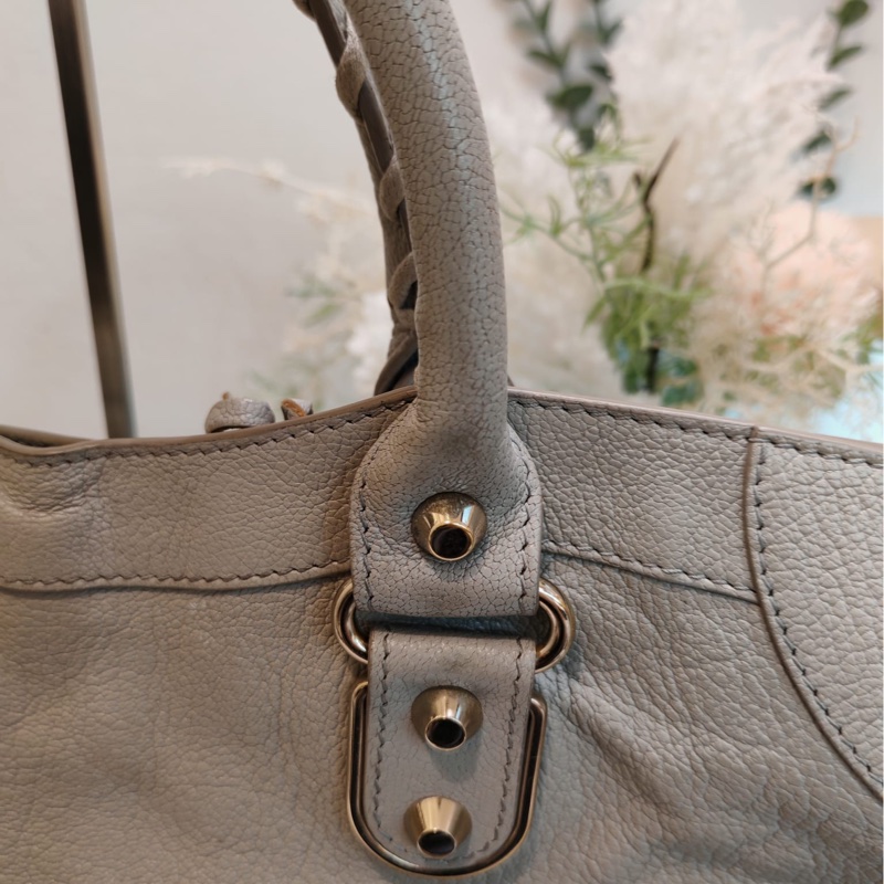 Balenciaga medium city bag 淺灰色-23