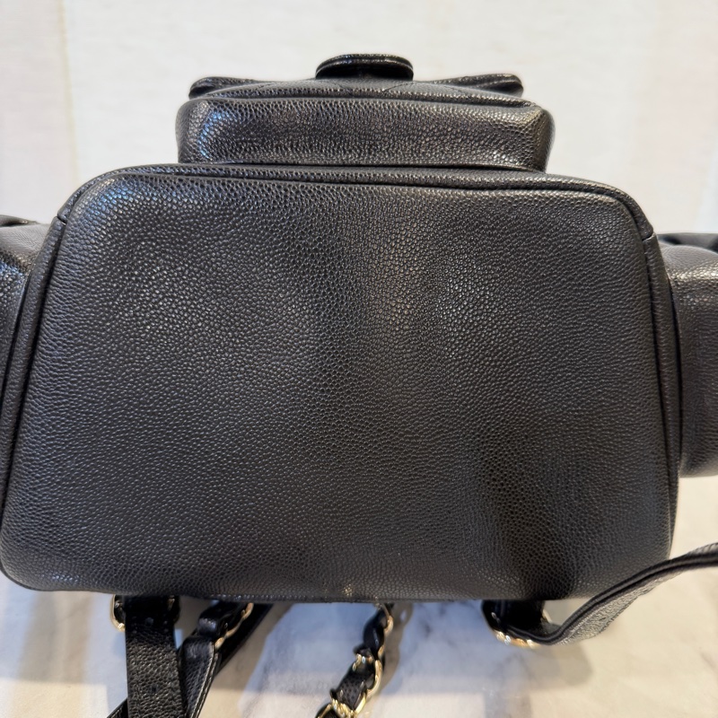 Chanel 黑荔枝皮金釦Duma手提後背包AS4398-7