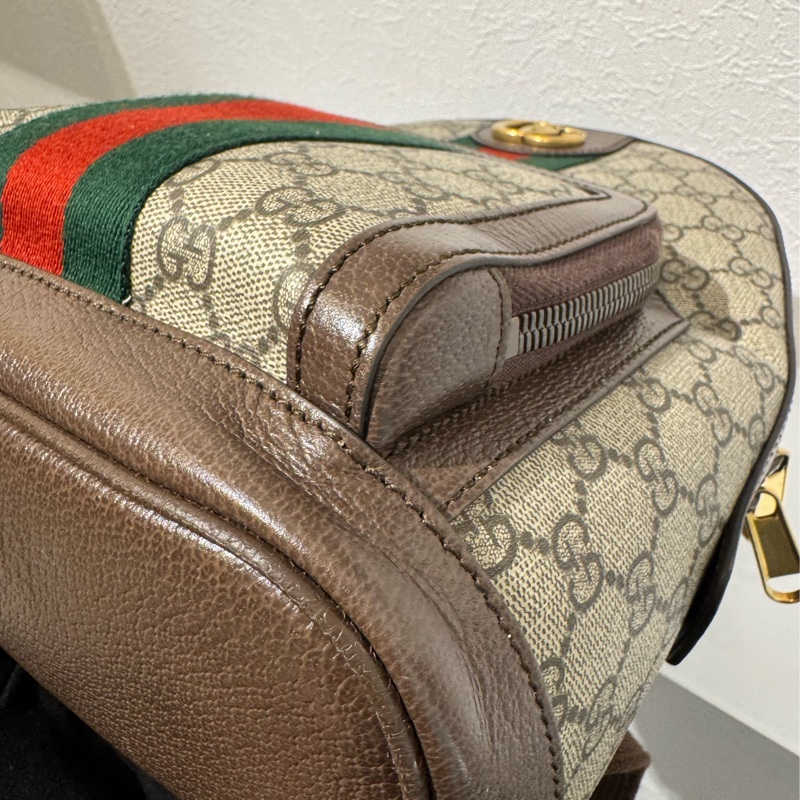 Gucci咖pvc紅綠織布後背包-6