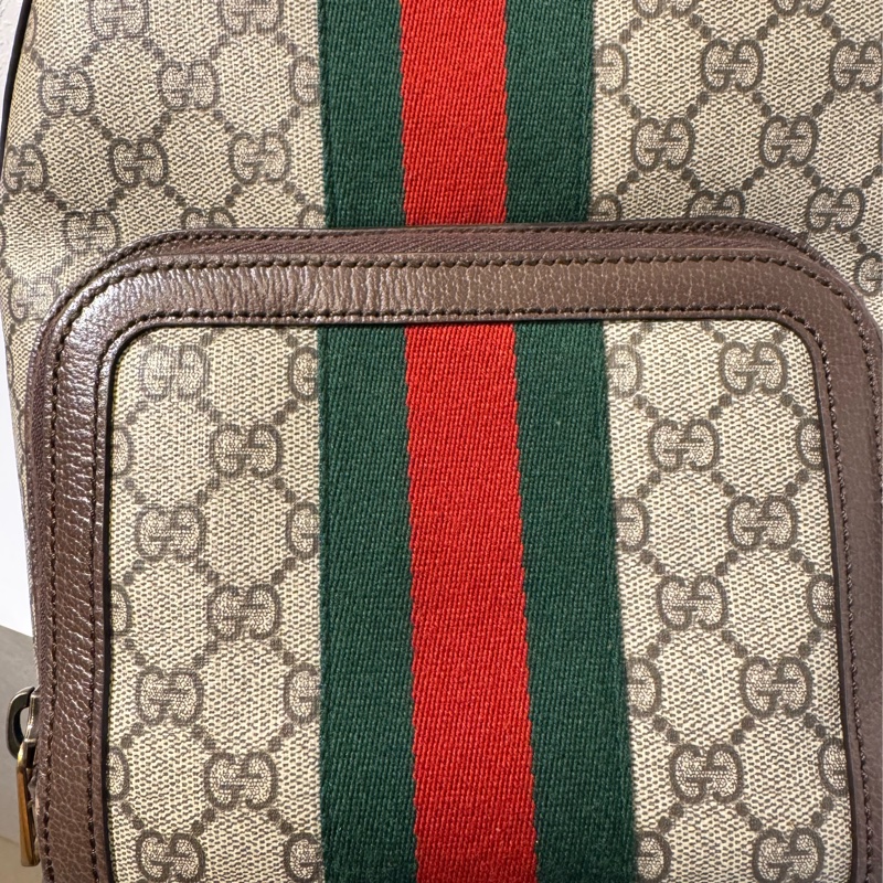 Gucci咖pvc紅綠織布後背包-14