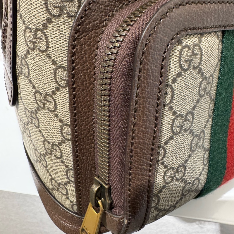 Gucci咖pvc紅綠織布後背包-17