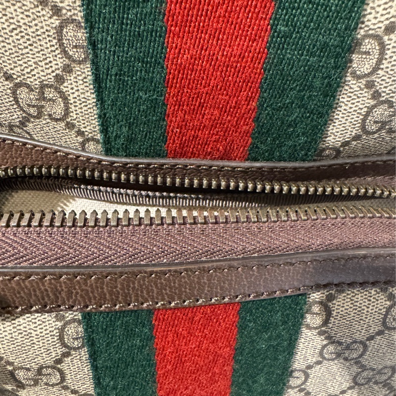 Gucci咖pvc紅綠織布後背包-18