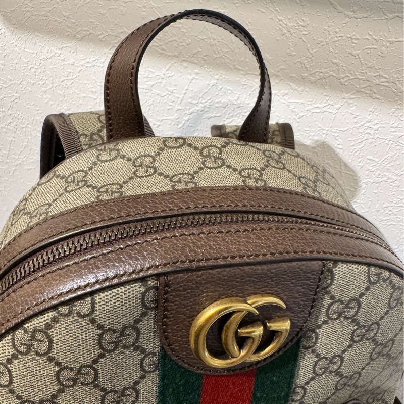 Gucci咖pvc紅綠織布後背包-27