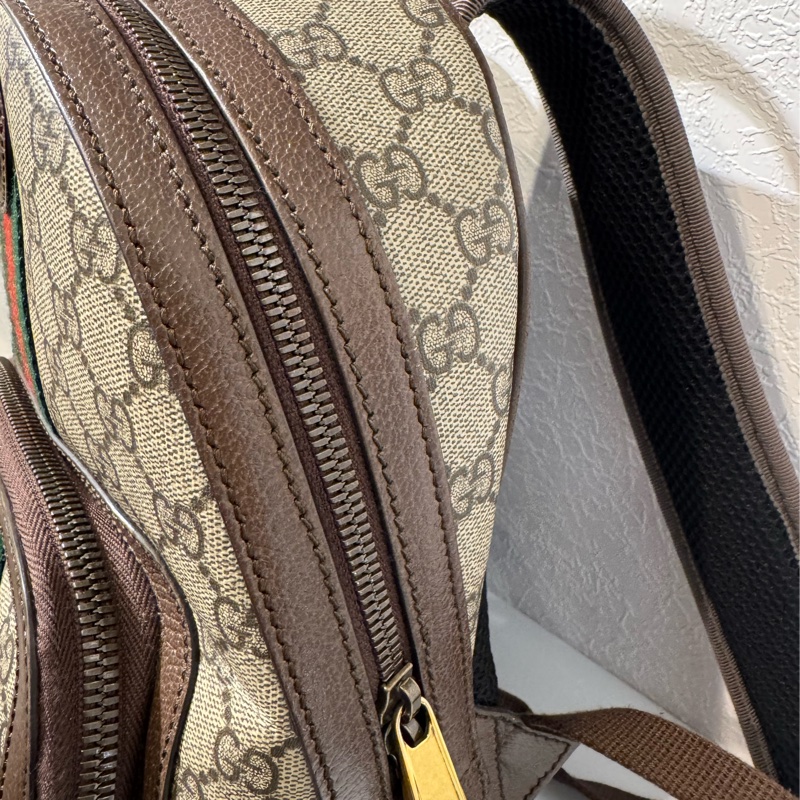 Gucci咖pvc紅綠織布後背包-28