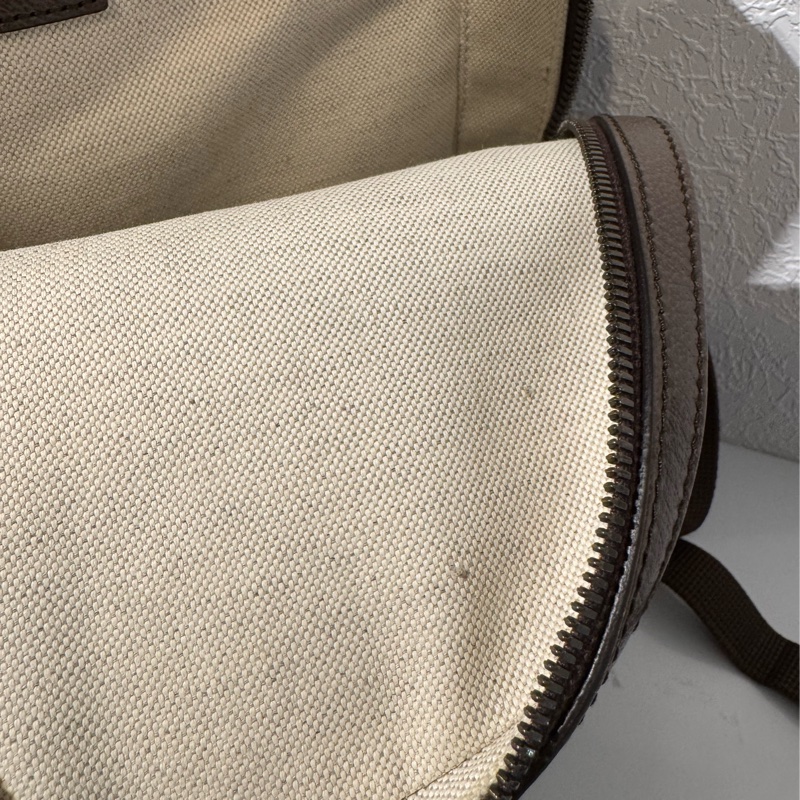 Gucci咖pvc紅綠織布後背包-45