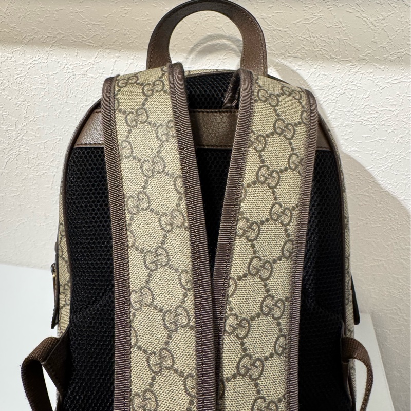 Gucci咖pvc紅綠織布後背包-55
