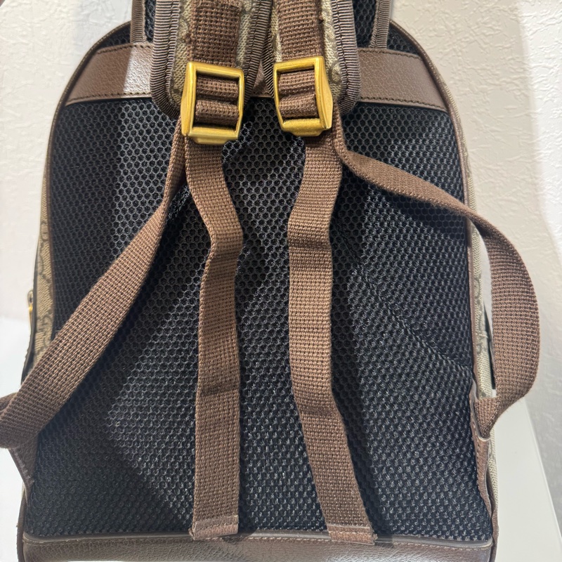 Gucci咖pvc紅綠織布後背包-56