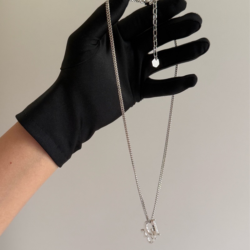 Dior 男裝logo水鑽黃銅材質項鏈-2