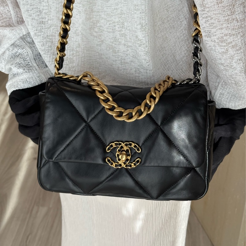 CHANEL 19bag 黑金 小號26cm-16