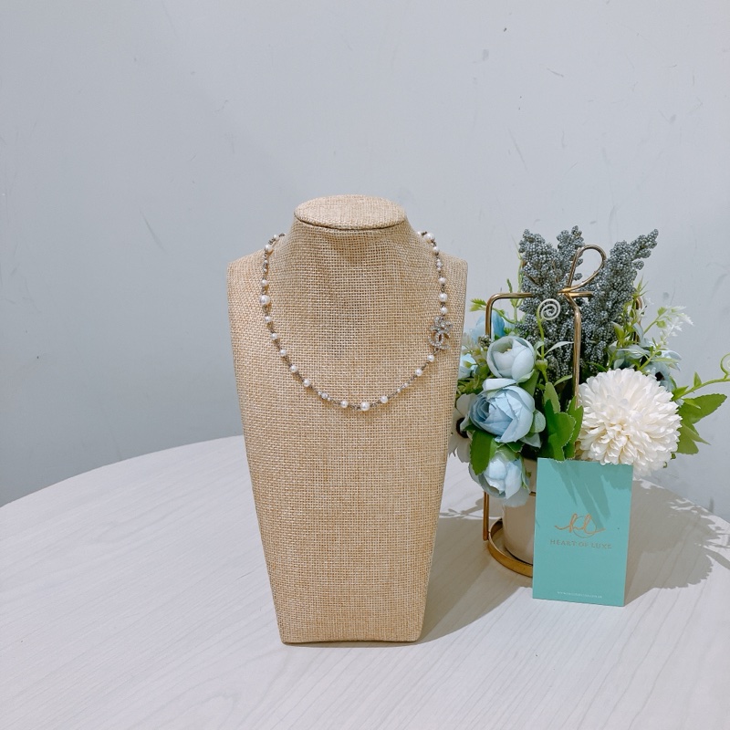 TK1851 CHANEL 香奈兒CC字水晶連紡仿珍珠頸鏈CRYSTAL BOW CC PEARL NECKLACE-0