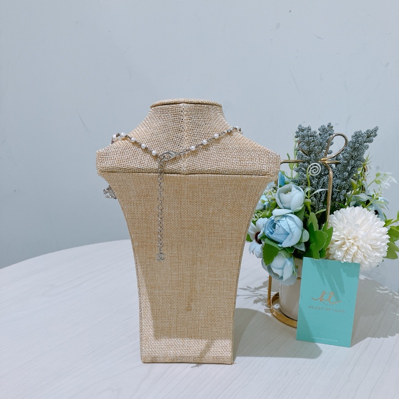 TK1851 CHANEL 香奈兒CC字水晶連紡仿珍珠頸鏈CRYSTAL BOW CC PEARL NECKLACE-4