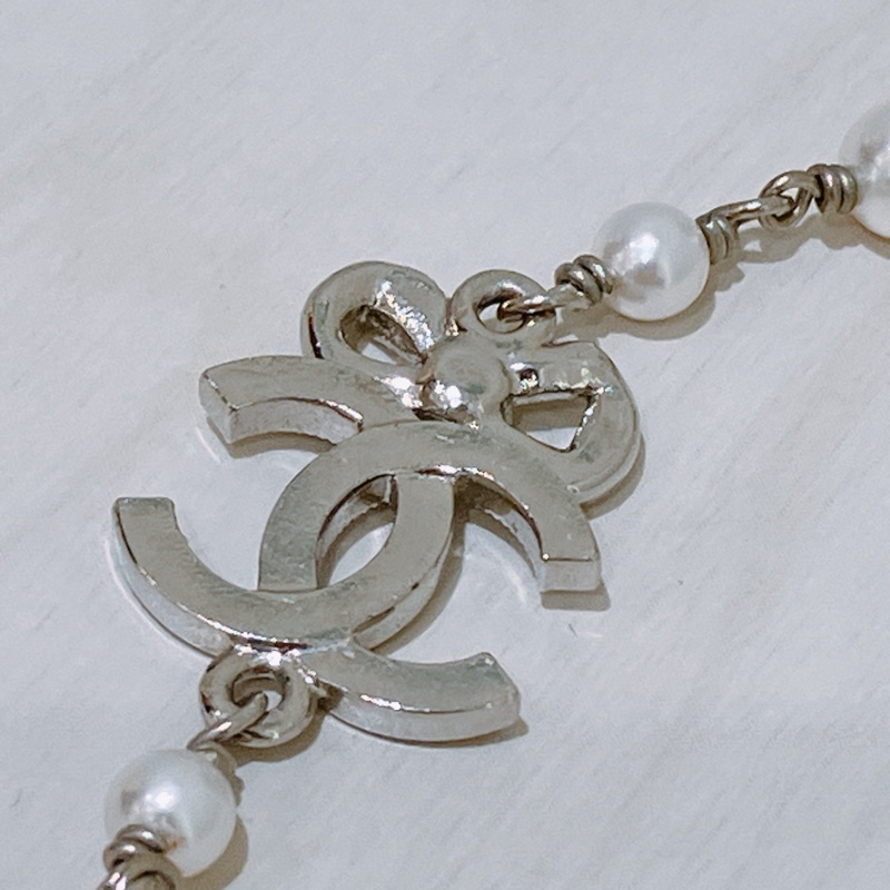 TK1851 CHANEL 香奈兒CC字水晶連紡仿珍珠頸鏈CRYSTAL BOW CC PEARL NECKLACE-8