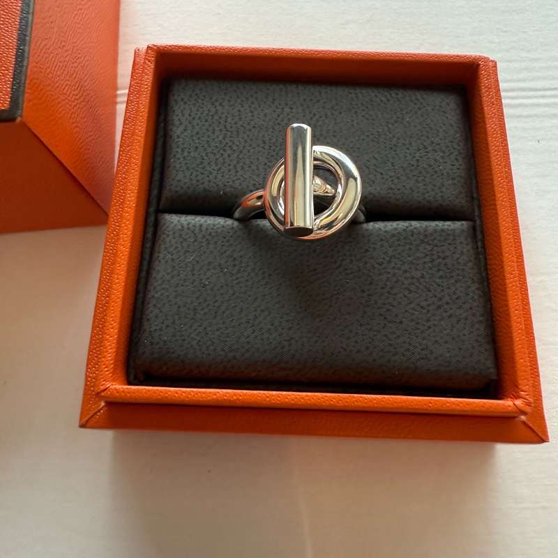 💖Hermes 純銀 小Q 戒指 51號💖 925純銀飾品 全新全配-0